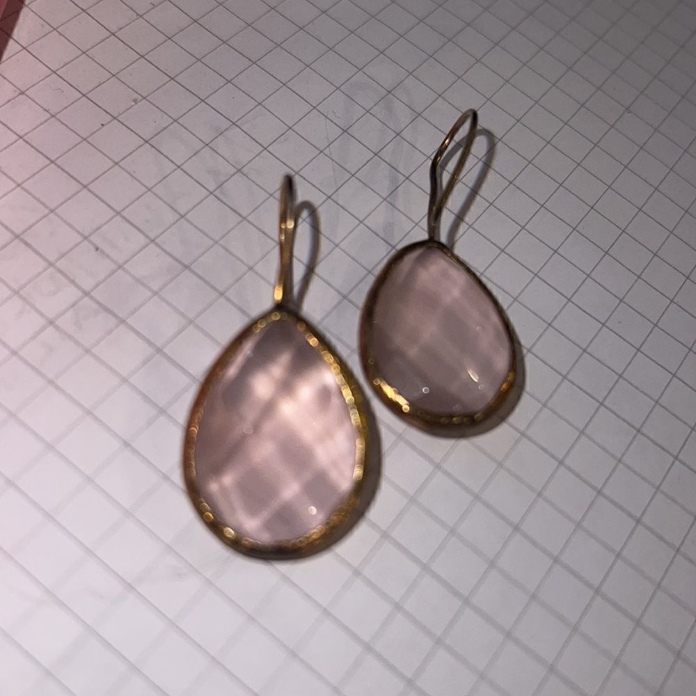 Rose Quartz Earringsdrop Down Simple Gemearrings - image 1